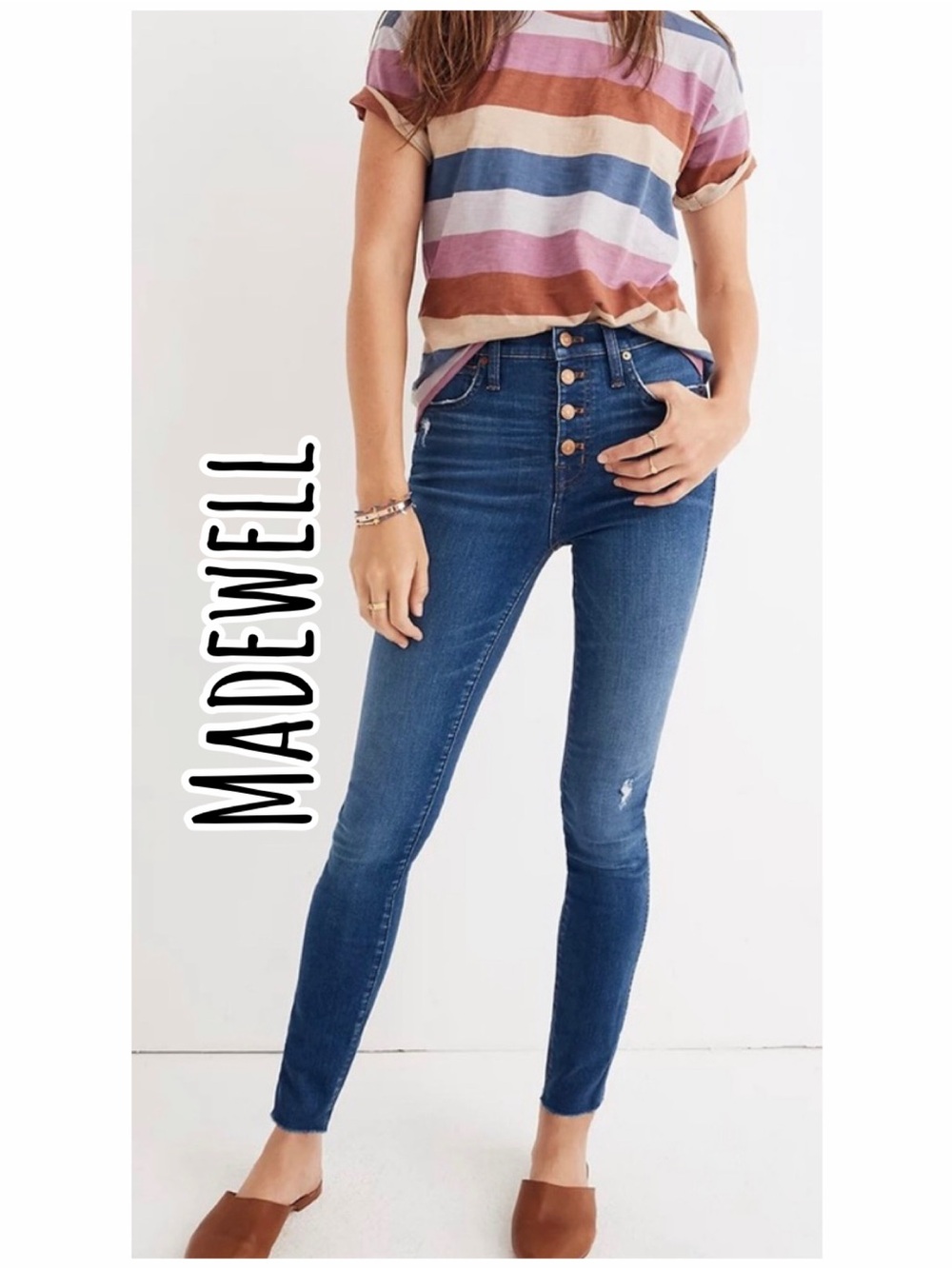 Madewell Button-Fly Skinny Jeans in Blue Wash 26